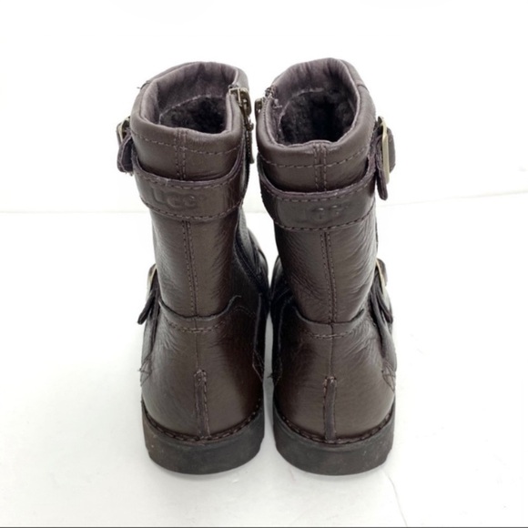 Ugg Cowen Cap toe Sheepskin Leather Biker Moto Boot in Brown Size 4 SN 3295 - Picture 9 of 11